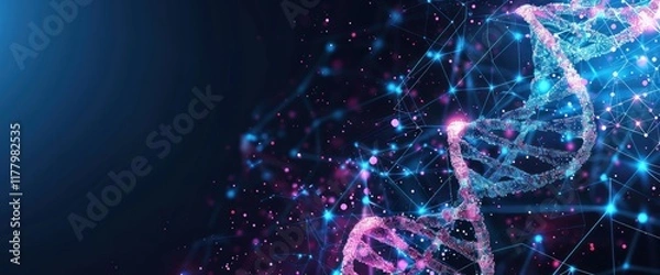 Obraz Abstract DNA Double Helix with Glowing Particles