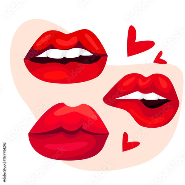 Obraz Minimalistic flat red lips