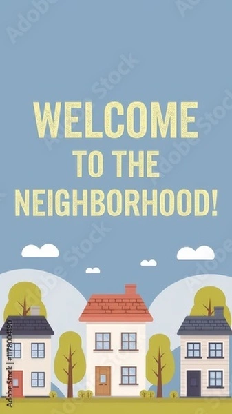 Obraz Welcome to the neighborhood with charming houses and trees