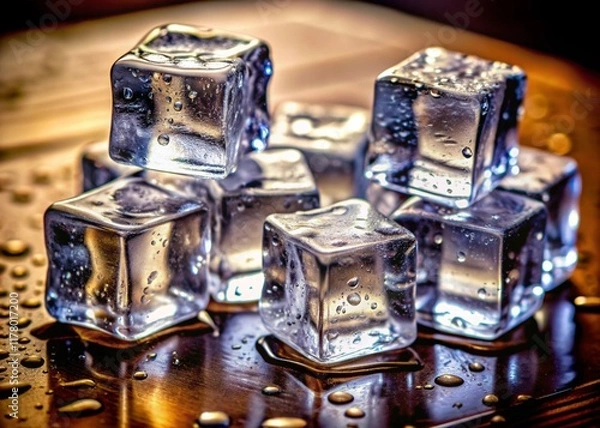 Fototapeta Natural crystal clear ice cubes