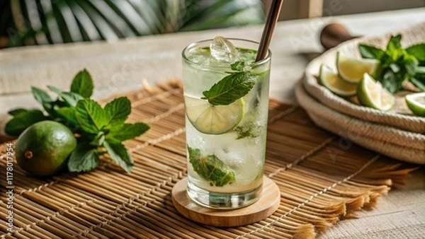 Obraz Summer refreshing lemonade drink or alcoholic cocktail
