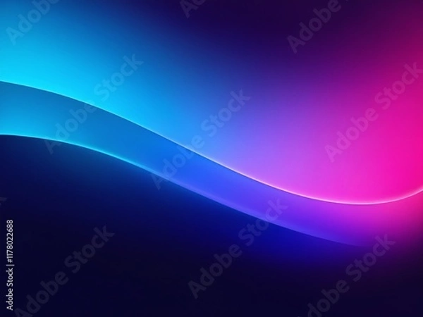 Fototapeta Smooth gradient waves in vibrant shades of blue and pink showcasing abstract design at night