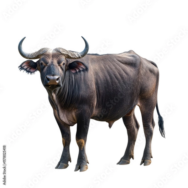 Fototapeta Buffalo stands proudly in bright light