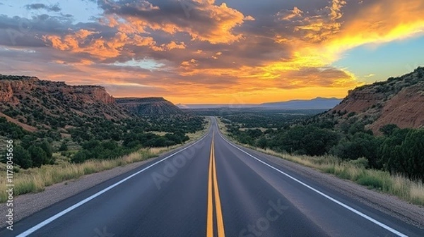 Fototapeta Sunset Highway Drive in the American Southwest