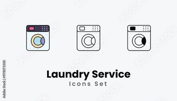 Obraz Laundry Service Icons thin line and glyph vector icon stock illustration