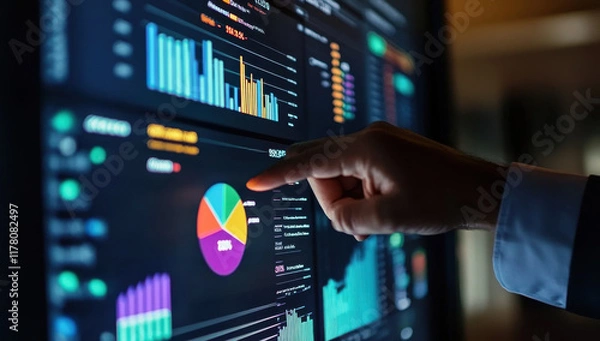 Fototapeta Financial dashboard showing diversification of investment or asset allocation or portfolio management on stock market and fund, analysis and research investment plan
