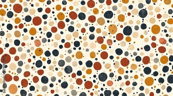 Fototapeta Abstract pattern of colorful dots on beige background, ideal for backgrounds or textiles.