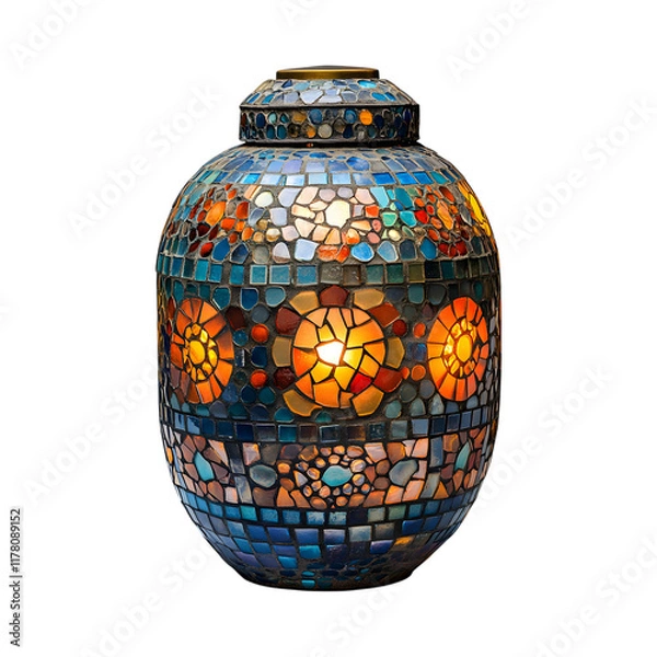 Obraz Large Mosaic Floor Lantern Isolated on Transparent Background