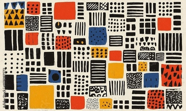 Fototapeta Colorful geometric pattern background for design, crafts, or art projects.
