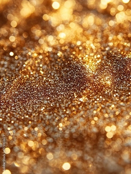 Fototapeta Stunning Golden Glitter Texture: Perfect Sparkling Background for Festive Designs and Creative Projects