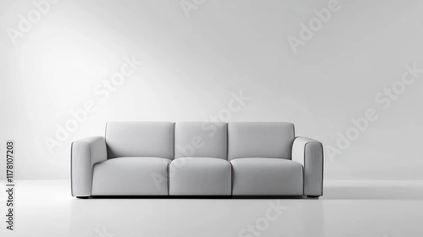 Fototapeta Minimalist white sofa in a bright room.