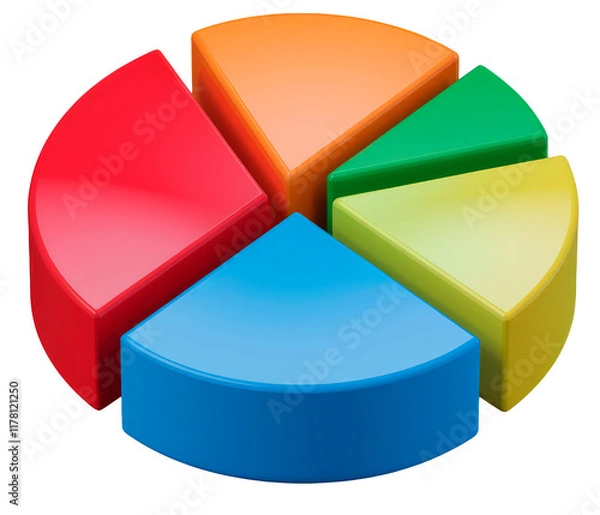 Fototapeta Colorful pie chart on transparent background PNG, business and growth concept