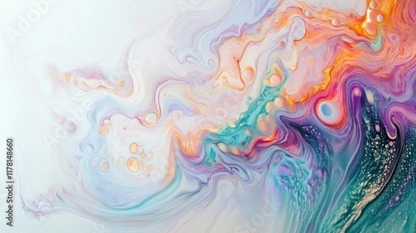 Fototapeta Abstract colorful swirls and fluid paint texture.