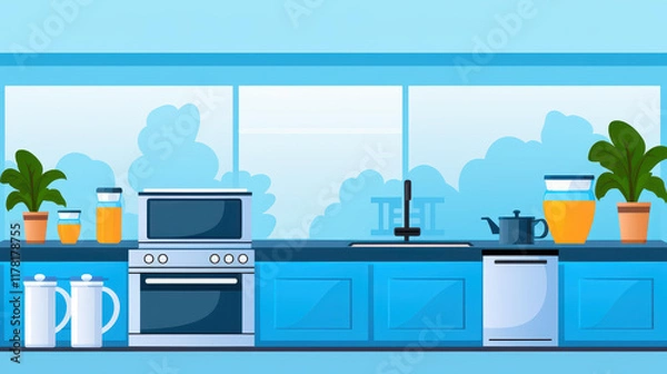 Fototapeta A skilled woman chef expertly prepares a delicious meal, showcasing her culinary talents in a bustling kitchen.