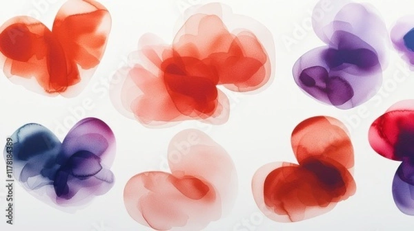 Fototapeta Abstract design featuring colorful, translucent heart shapes.
