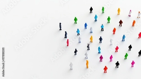 Obraz Colorful miniature figures arranged on a white background.