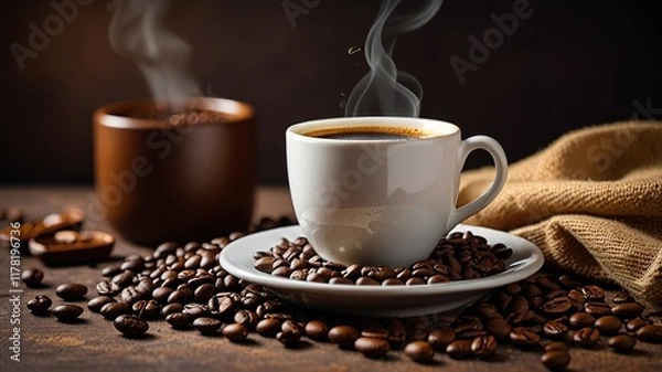 Fototapeta Coffee on caffe background