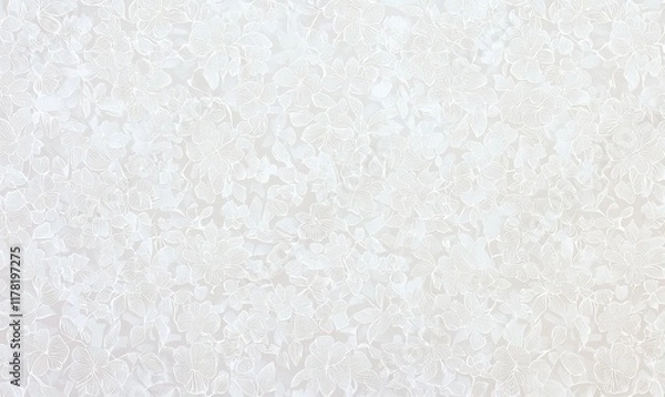 Fototapeta White floral lace fabric texture background, ideal for wedding invitations or romantic designs.