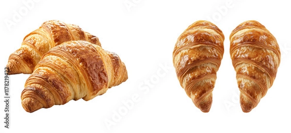 Obraz Fresh Croissants on Transparent Background