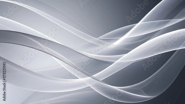 Fototapeta Elegant abstract wave patterns in shades of gray and white, creating a sense of fluidity and depth.