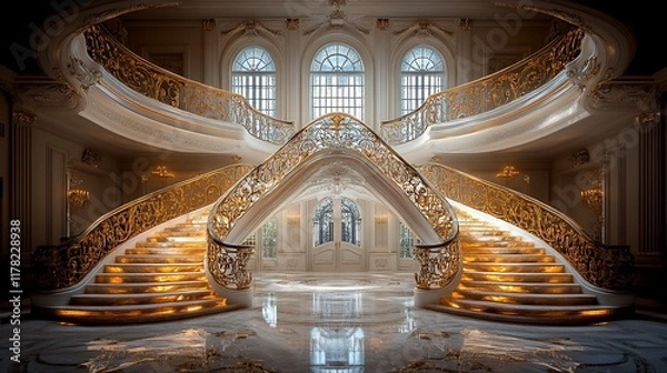 Fototapeta Grand Staircase Interior Design Luxurious Home