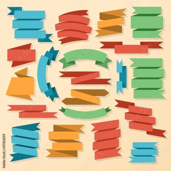 Fototapeta Colors ribbon big collection in flat design