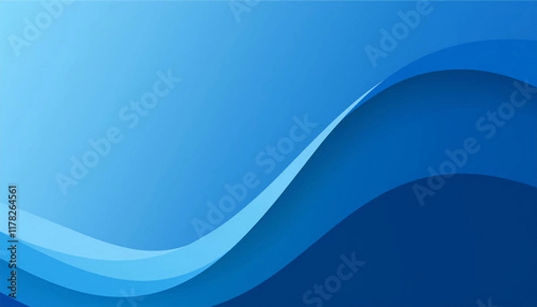 Fototapeta 様々な曲線のある青色の抽象的な背景素材