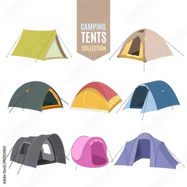 Obraz Hand drawn camping tent collection