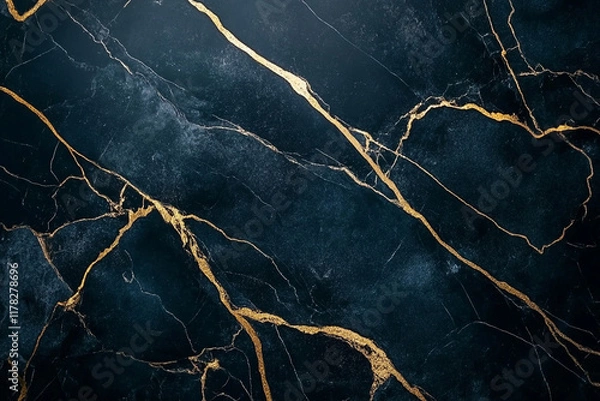 Obraz black marble with golden lines background.