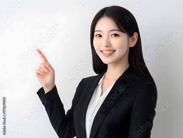 Obraz 7正面から指差しビジネスウーマン　Gererated AI