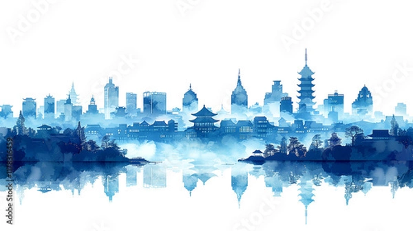 Fototapeta Chinese characteristics of the ancient city and modern city in the same frame image