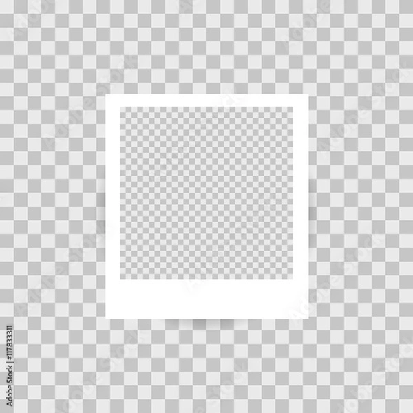 Obraz Photo frame polaroid retro vintage. Photo frame isolated on a background. Frame mock up. Photo frame on plaid background