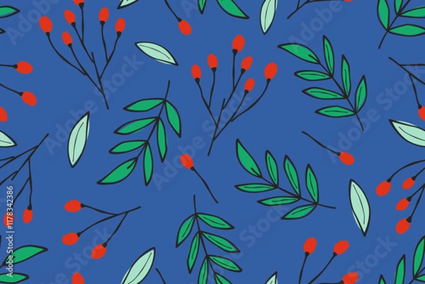 Fototapeta Flower seamless pattern design with beautiful flower and leaves. Flower art. floral and leaf pattern design for fabric, cotton, wallpaper, satin, gift wrap, carpet, background.	