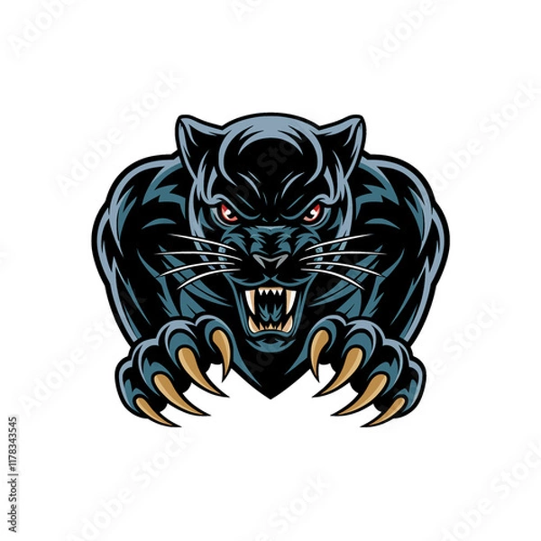 Obraz black panther illustration logo attacking with claws