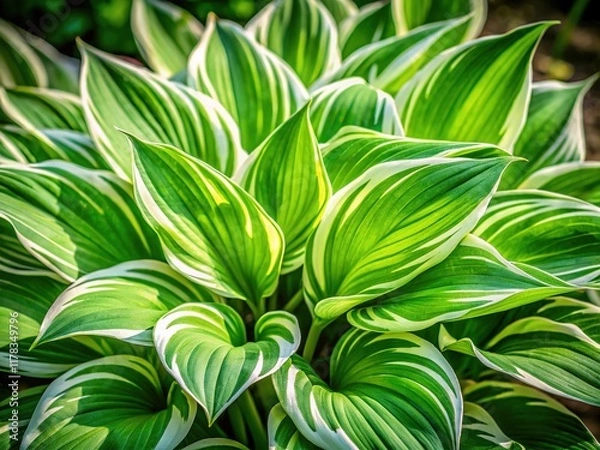 Obraz White-Edged Hosta Isolated, Stunning Foliage