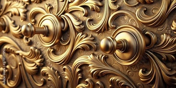 Fototapeta Opulent Gold Accents and Intricate Rococo Style Design Elements on a Luxurious Surface