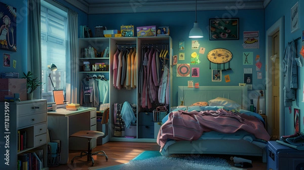 Fototapeta 10代の子供の部屋 083 Generative AI