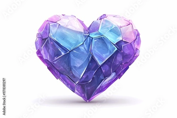 Fototapeta Colorful Geometric Heart Shape Made of Shiny Crystal Fragments