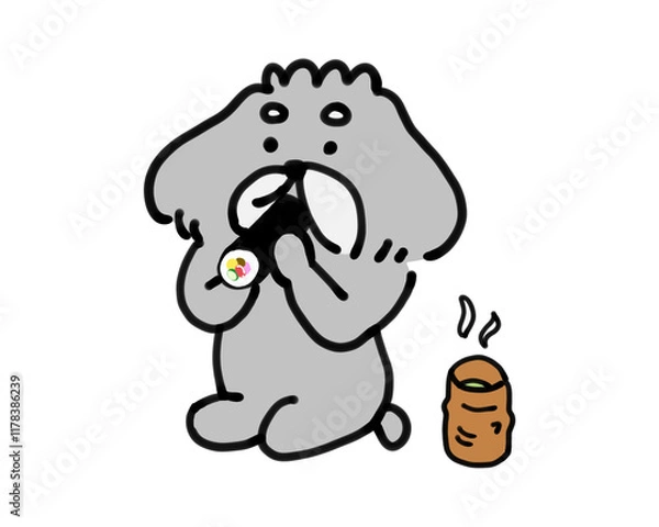 Obraz 恵方巻を頬張るゆるい手描き犬