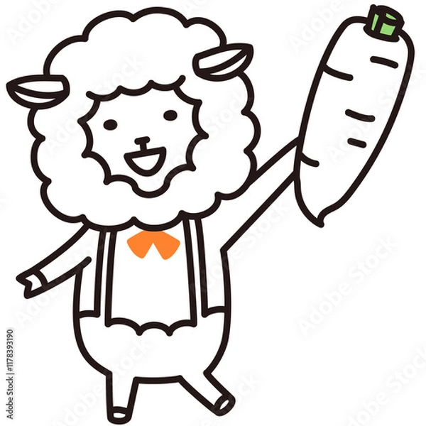 Fototapeta 色加工ok ひつじ素材No.41 大根