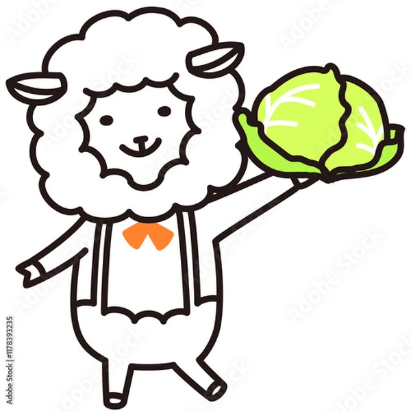 Fototapeta 色加工ok ひつじ素材No.44 キャベツ