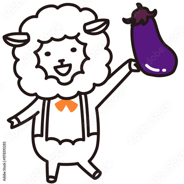 Fototapeta 色加工ok ひつじ素材No.43 ナス