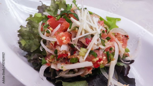 Obraz Raw salmon salad