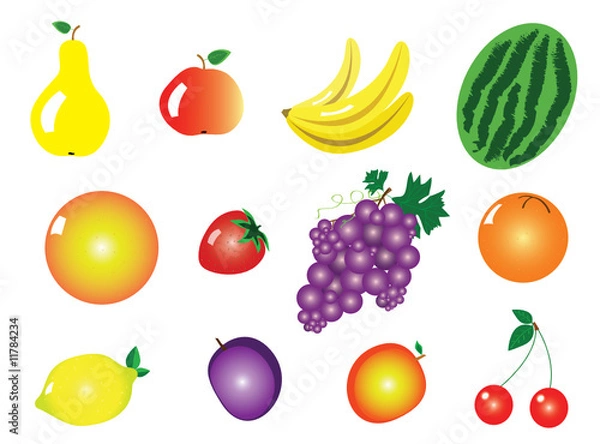 Obraz Vector Illustration of Some Friuts for Clip Art or Icons