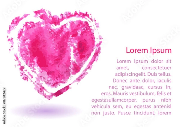 Obraz Watercolor painted heart on a white background. Vector illustration