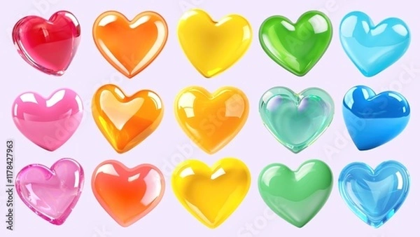 Fototapeta 3D heart element set