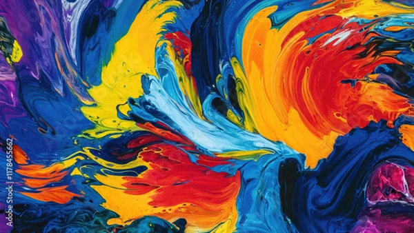 Obraz Abstract colorful paint swirl wallpaper background banner 