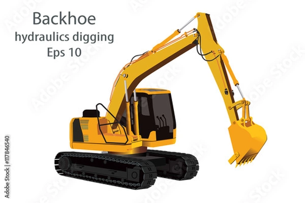 Obraz backhoe hydraulics digging machine