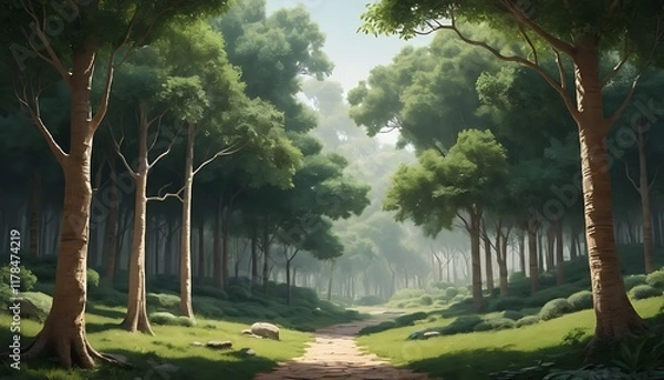 Obraz Serene Forest Path Sunlight Through Trees