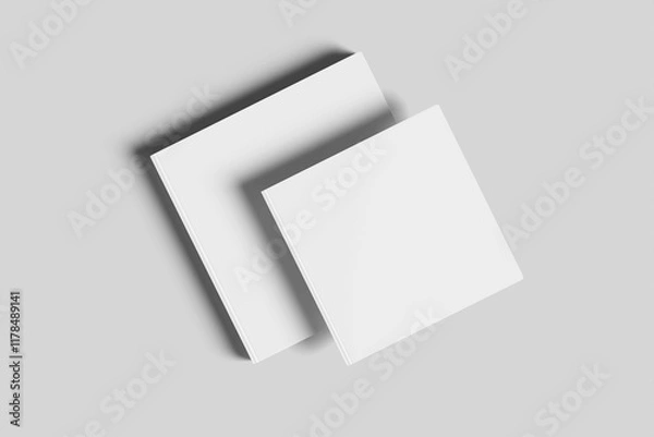 Fototapeta Blank stacking square book mockup